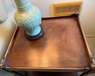 English mahogany 2-tier end table                                         25"h x 19"w x 16"d