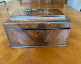 Antique English tea caddy                                                         5.5"h x 9.25" w x 5.5"d