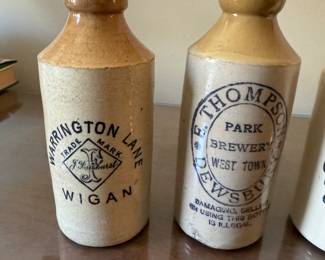 Antique stoneware ginger beer bottles   7"h