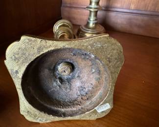 Pr. antique brass candlesticks   9.5"h 