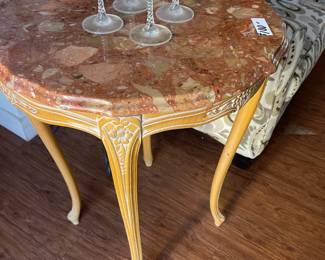 Marble top round accent table $$20