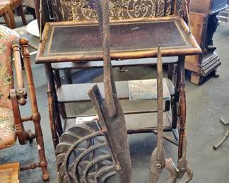 Victorian Bamboo Fall-Front Desk w/ African Art