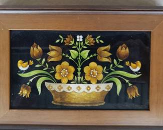 Reverse Floral Painting on Glass