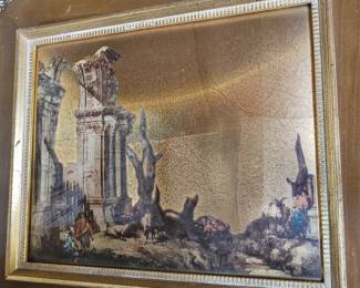 Antique Convex Eglomise Roman Scene