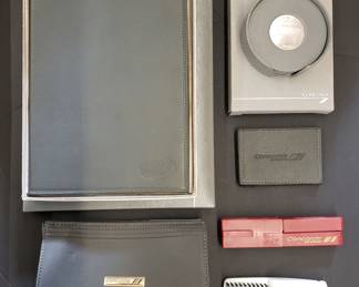1989 Concorde First Class Travel Items, including Leather Datebook, Leather Frame, Leather / Sterling Silver Coasters, Clothes Brush, etc.  All never used.