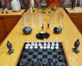 Mid-Century Glass Chess Set