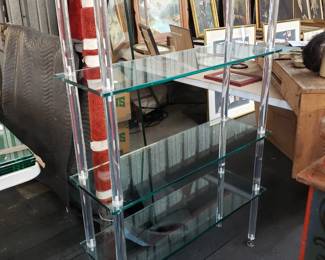 Modern Acrylic / Glass Etagere (we have twice as many shelves & acrylic posts)