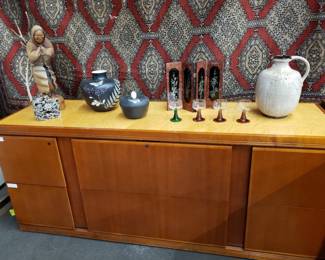 Mid-Century Execute Burled Top Office Suite, possibly by Monteverdi Young