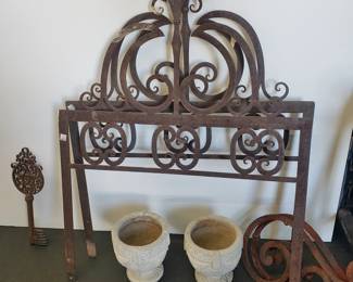 Iron Headboards, perfect for sides of a Daybed; pair Vintage Planters