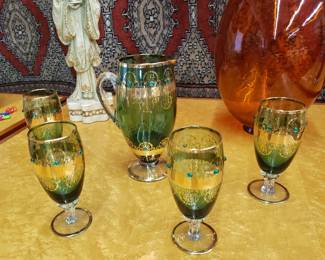 Gold Decorated Bohemian Bar Set