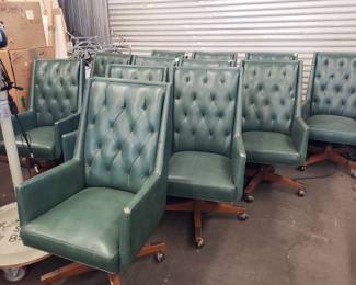 Set 30 Mid-Century Leather Executive Desk Chairs, possiby by Monteverdi Young!  Go with an ENORMOUS Diamond Shape Conference Table!
