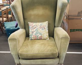 Oversized Antique Velvet Wingback Chair