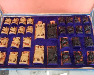 Carved Elephant Chess Set