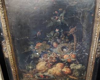 18th. C. Floral Oil-on-Board Painting