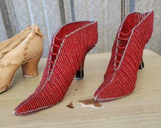 "Ruby Slippers" Gorgeous Hand-Beaded Heeled Slippers