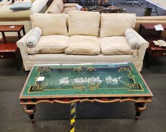 Hollywood Regency Painted / Gilt Double-Glass Coffee Table