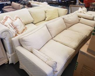 Two White Hollywood Regency Down Sofas