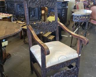 Heavily Carved Spanish Hall Chair