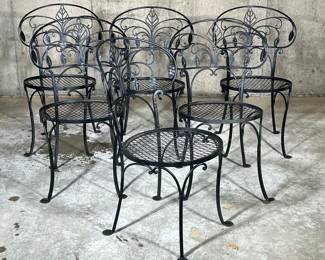 (6PC) WROUGHT IRON PATIO CHAIRS | l. 2 x w. 20 x h. 33 in