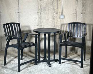(3PC) HIGH TOP PATIO SUITE | Aluminum, including two chairs and a high table (table; h. 35 x dia. 28 in.)