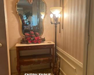 Entry Table - Large Mirror, Vintage Pole Lamp
