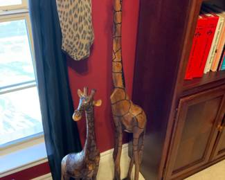 Hand Carved Wood Giraffes 
