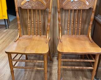 4 Carved Oak Chairs