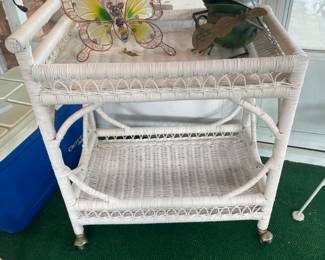 Vintage wicker teacart