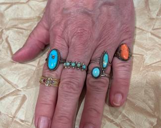 Turquoise and natural stone rings