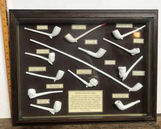 Cast plaster antique clay pipe display
