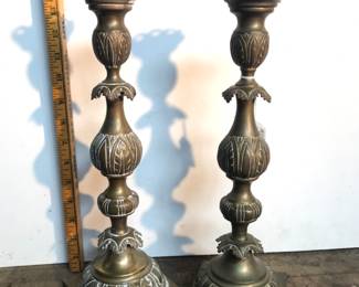 early 19th c European brass candlesticks