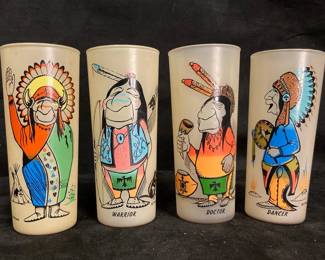 Cherokee Artist Bill Flores Set Of 4 Caricature Glasses
