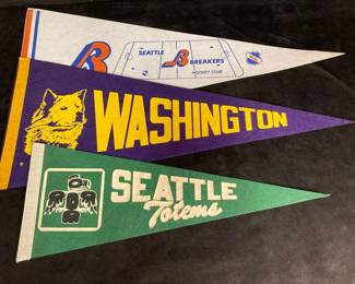 Vintage University Of Washington Seattle Totems And Seattle Breakers Pennant Flags
