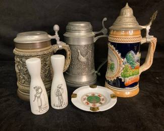 Zinc And Ceramic Beer Steins
