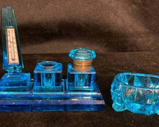 Blue Glass Writing Set