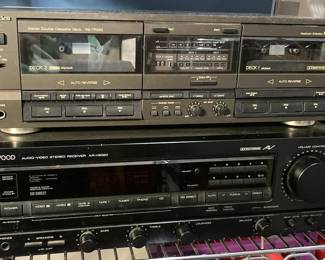 Technics Stereo Double Cassette Deck And Kenwood KRV6020 Stereo Receiver