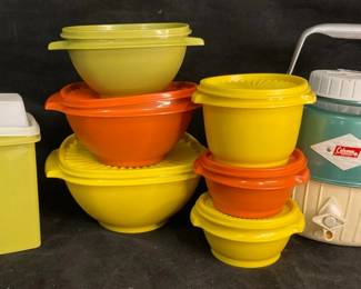 Vintage Tupperware And Coleman Water Jug