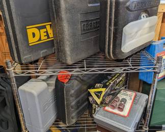 DeWalt, Craftsman and Dremel tool boxes