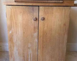 Rolling Maplewood Kitchen Island Cabinet