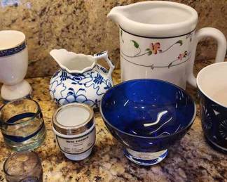 Lot Of Unique Glasses, Bowls And Pitchers