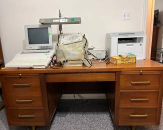 mid century modern desk and vintage electronics