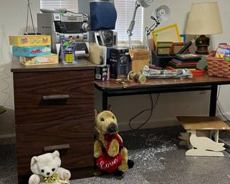 assorted office, electronics and decor