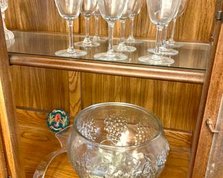 Punch Bowl (with glasses) and Vintage Wine Glasses