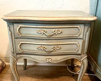 Blue Vintage French Provincial Bedside Dresser By Thomasville