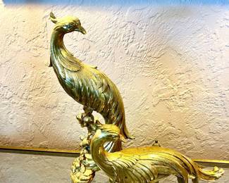 Vintage Syroco Gold Peacock Pair