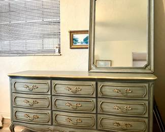 Blue Vintage French Provincial Dresser By Thomasville