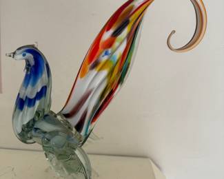 Vintage Rainbow Glass Rooster 