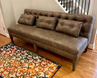 Tufted leather sofa bench 