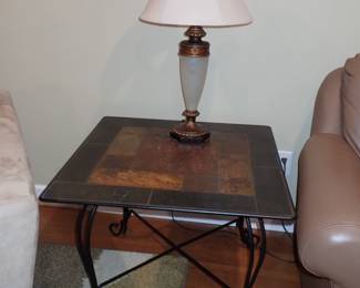 IRON & SLATE TOP TABLE - LAMP