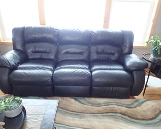 DOUBLE RECLINING LEATHER SOFA BLACK